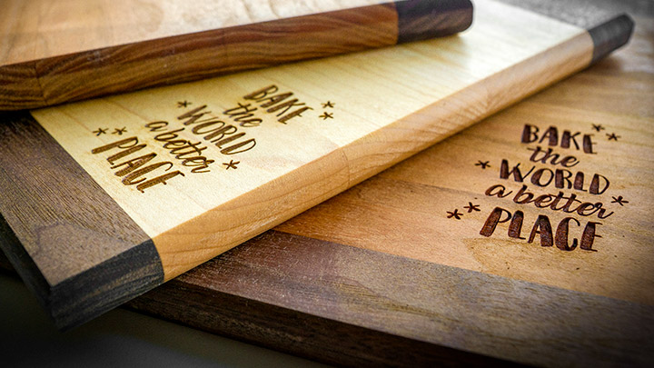 custom laser engraved cutting boards close up